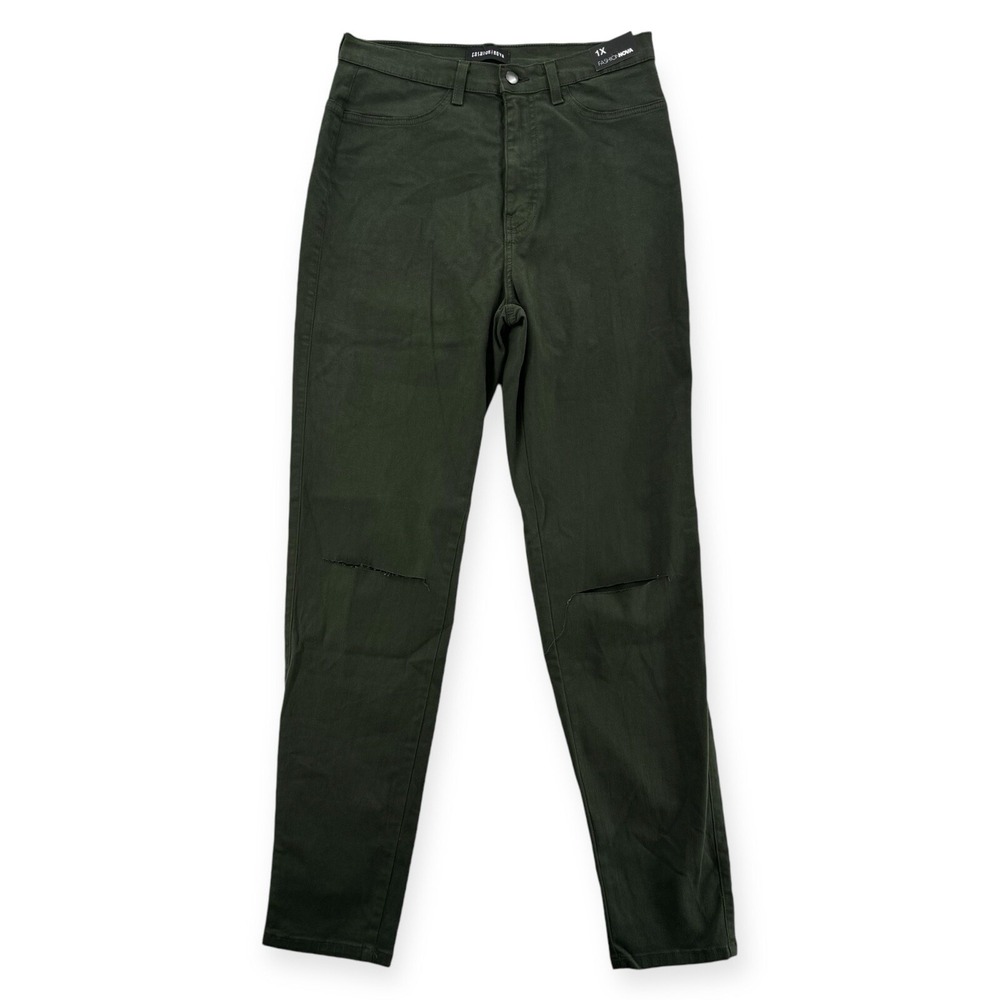 NWT Fashion Nova Pants Womens 1X Skinny High Rise Stretch Olive‎ Green Made USA